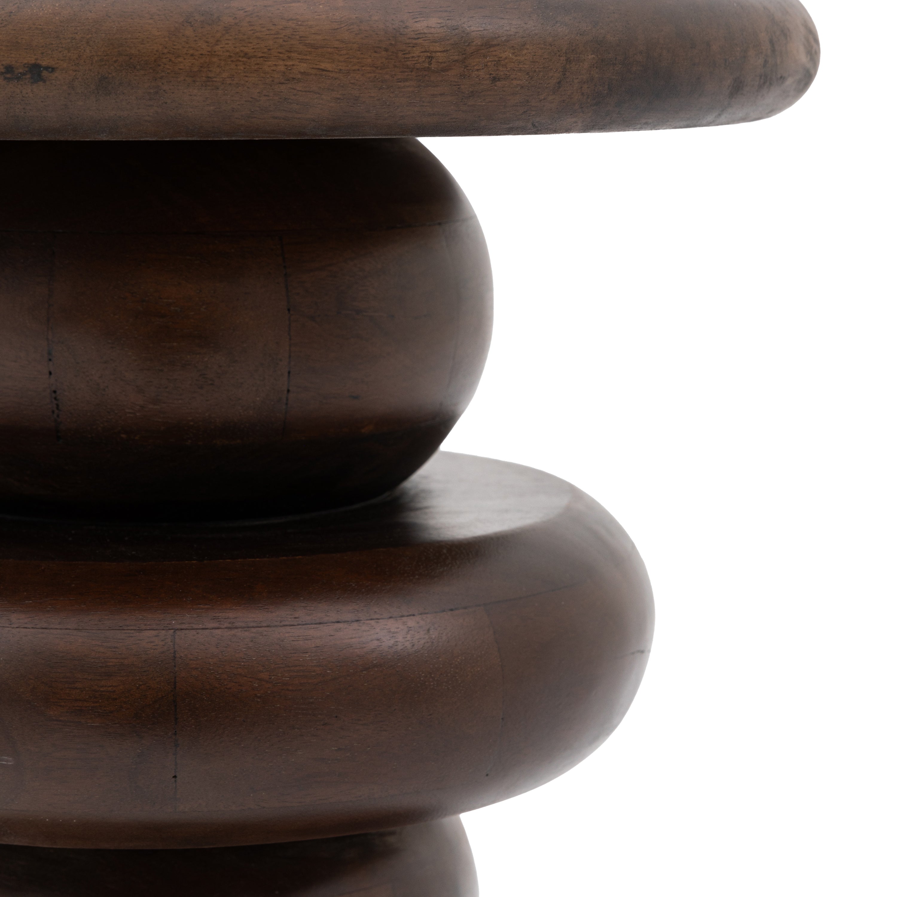 Anders Carved Dark Brown Mango Wood Side Table